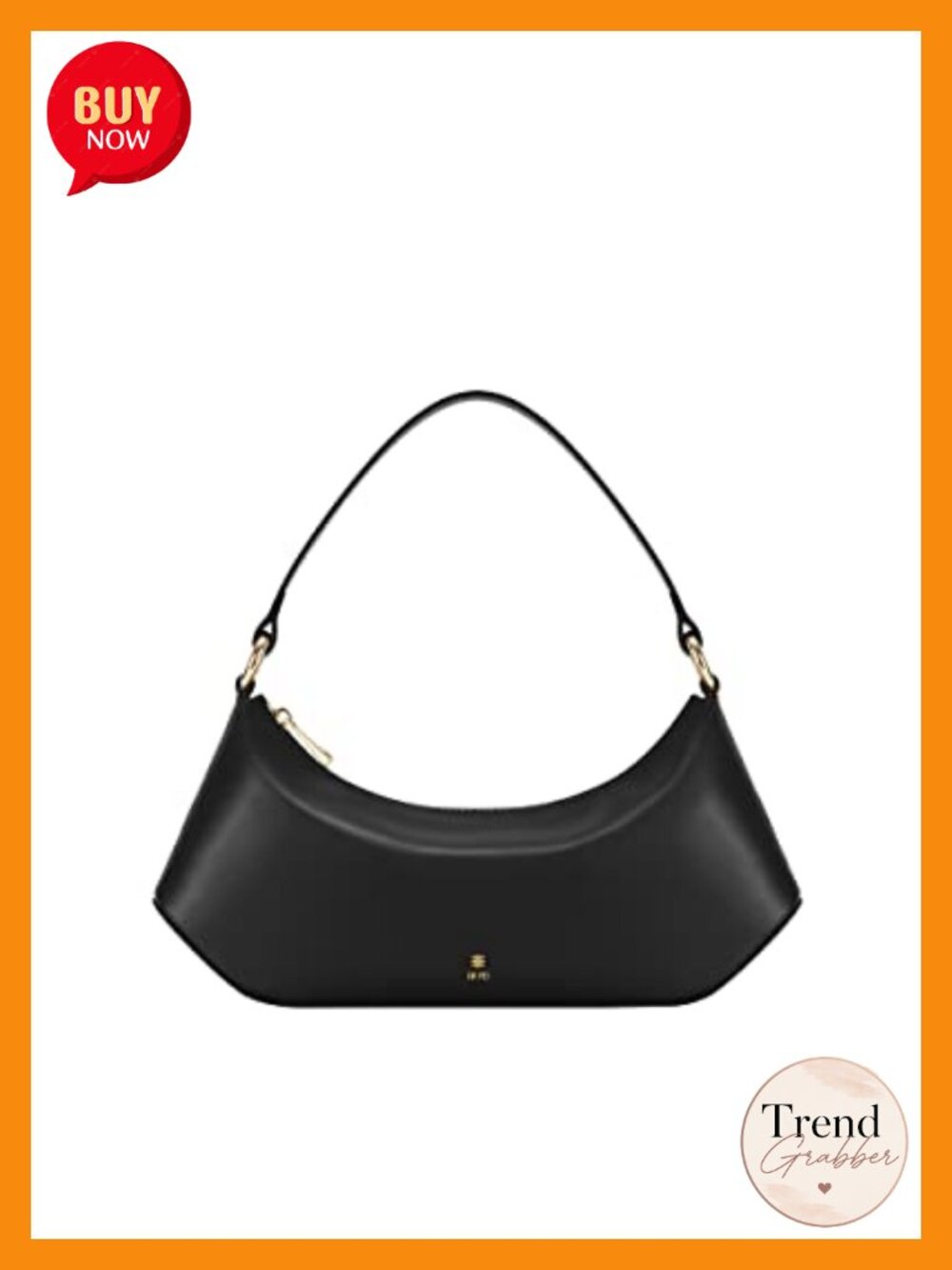 Vegan Leather Hobo Shoulder Bag with Gold Hardware & Zipper Closure